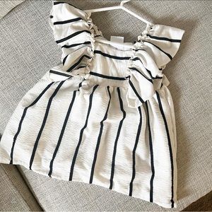 White Ruffled Striped Dress